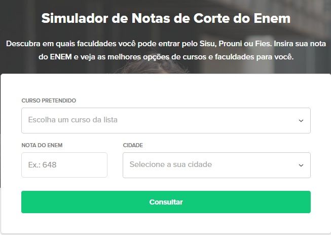 Simulador SISU com base nas suas notas do ENEM